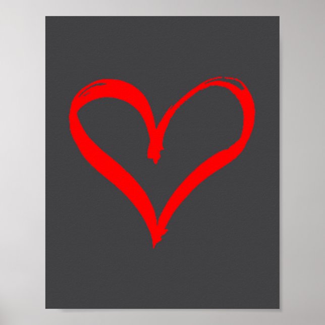 Póster Red Heart Funny Cute Design For Men Women Husband  (Frente)