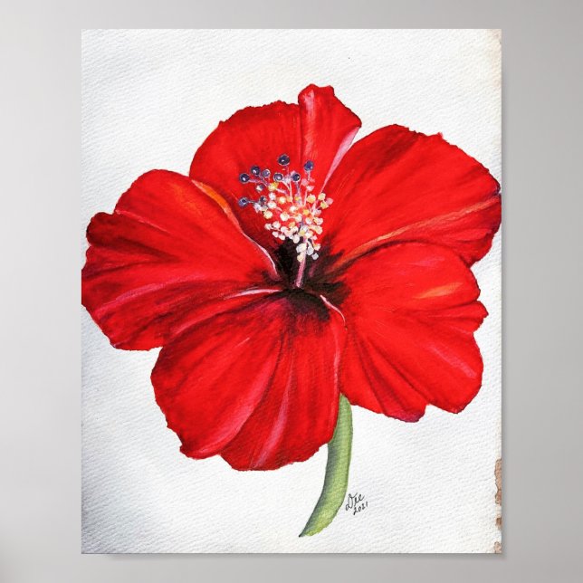Póster Red Hibiscus Premium Canvas Poster (Frente)