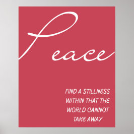 Póster Red Inspirational Peace Quote  Wall Art
