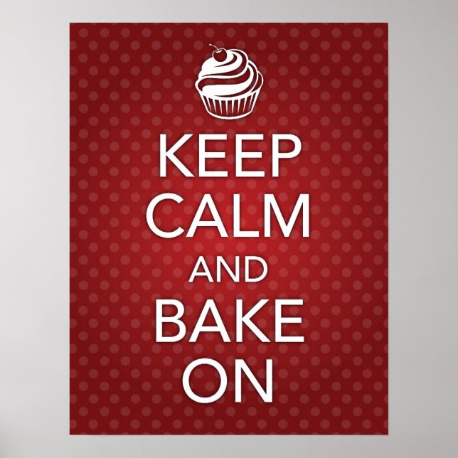 Póster Red Keep Calm and Bake On Poster (Frente)