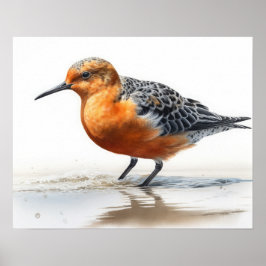 Póster Red Knott Bird Art Print Poster