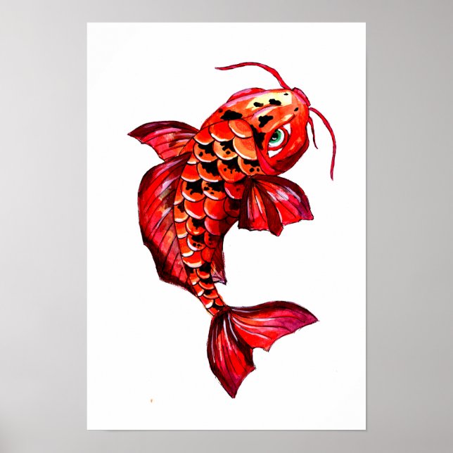 Póster Red Koi Carp Fish (Frente)