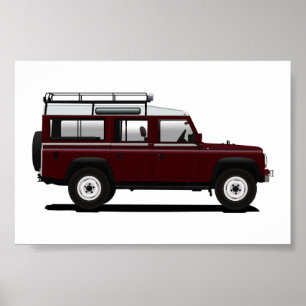 Póster Red Land Rover Defender