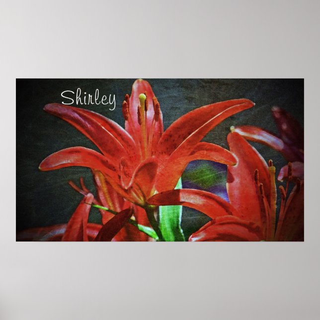Póster Red Lily-Texturada por Shirley Taylor (Frente)