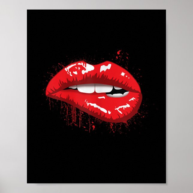 Póster Red Lips Kiss Girl T Shirt Birthday Christmas Gift (Frente)