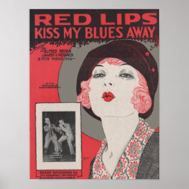 Póster Red lips kiss my blues away