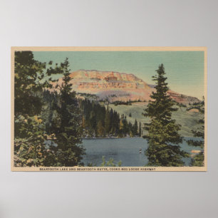 Póster Red Lodge, MT - View of Beartooth Lake & Butte