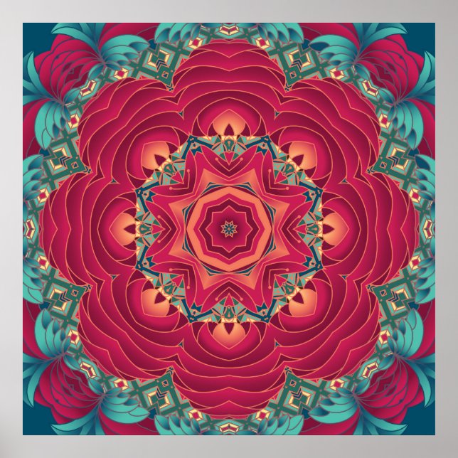 Póster Red Lotus Mandala (Frente)