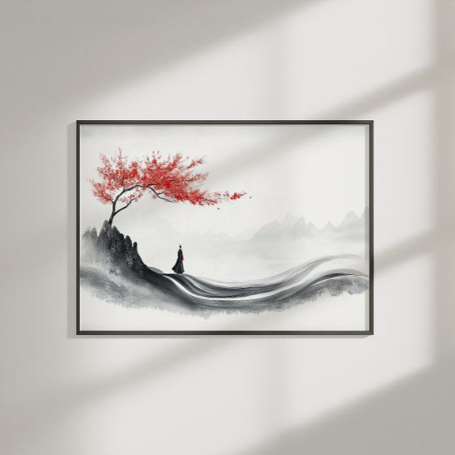 Póster Red Maple Ink Zen Minimalist Wall Art (Subido por el creador)