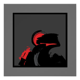 Póster Red 'n Black Night Sentinal Moderno Resumen Arte