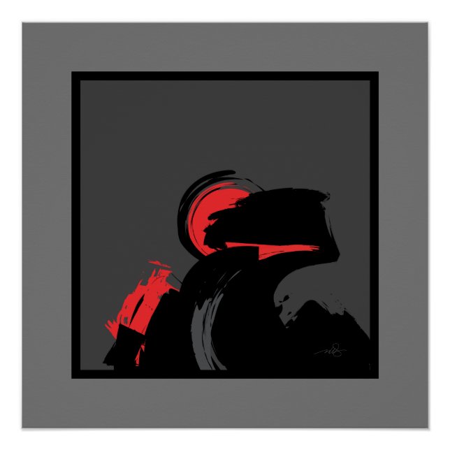 Póster Red 'n Black Night Sentinal Moderno Resumen Arte (Anverso)