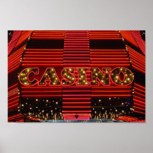 Póster Red neon casino sign in Las Vegas poster