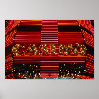 Póster Red neon casino sign in Las Vegas poster