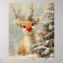Póster Red Nose Reindeer Christmas Poster
