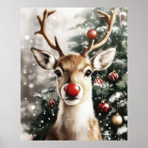 Red Nose Reindeer Christmas Wall Art
