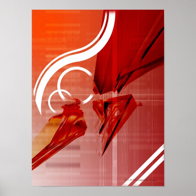 Póster Red objects with white lines (Frente)