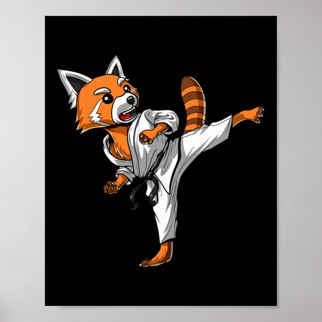 Póster Red Panda Karate Ninja Martial Arts Kickboxing Tae (Frente)