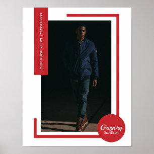 Póster Red Photo Modern Graduation