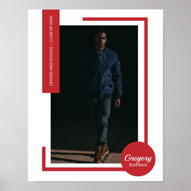 Póster Red Photo Modern Graduation (Frente)