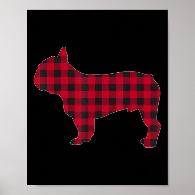 Póster Red Plaid French Bulldog Dog Lover Matching Christ (Frente)