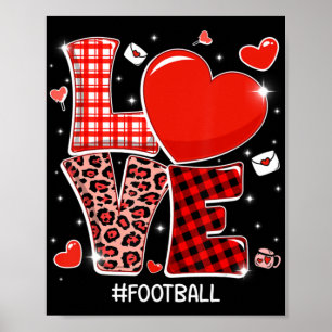 Póster Red Plaid Leopard Love Football Football Sports Va