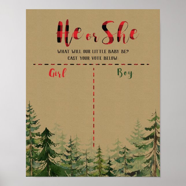 Póster Red Plaid Wood Lumberjack Votación (Frente)