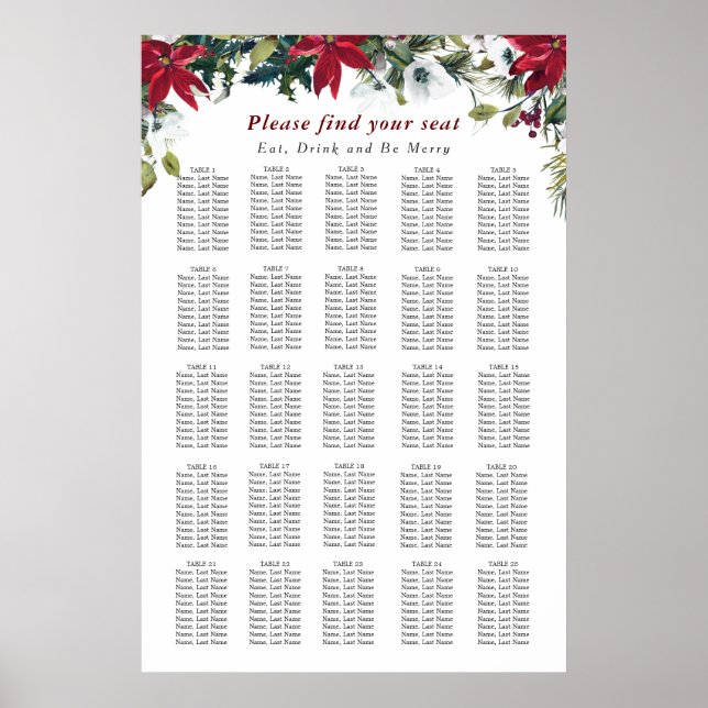 Póster Red Poinsettia 25 Tablas Navidades SIENDO GRÁFICO (Frente)