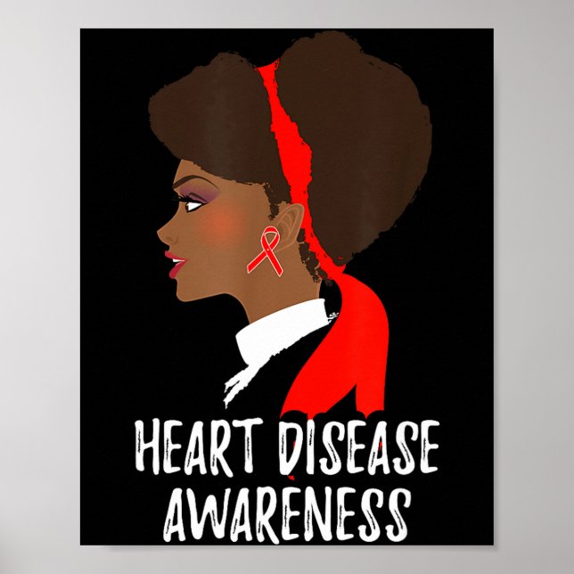 Póster Red Ribbon Month _ National Heart Disease Awarenes (Frente)