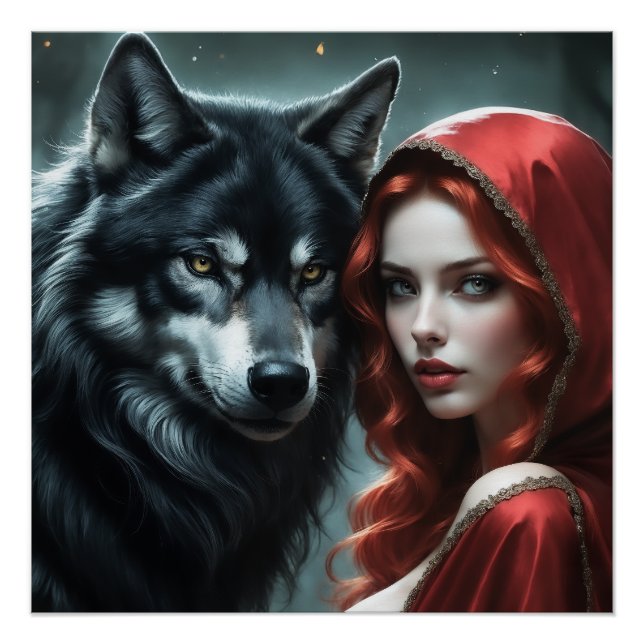 Póster Red riding hood an his wolf  (Anverso)