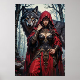 Póster Red Riding Huntress with Wolves Poster