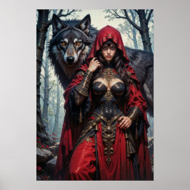 Póster Red Riding Huntress with Wolves Poster