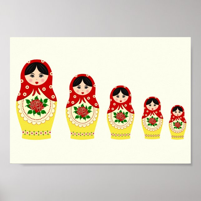 Póster Red russian matryoshka nesting dolls (Frente)