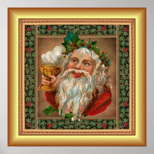 Póster Red Santa Claus - Bebida de vacaciones - Fondo de 