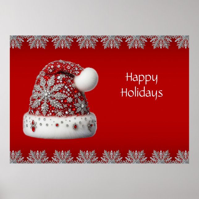 Póster Red Santa Hat Holiday Poster (Frente)