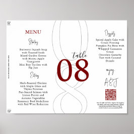 Póster Red Simple Modern Tri-Fold Wedding Menu