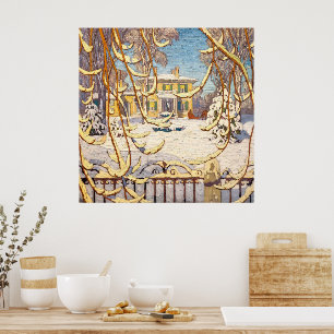 Póster Red Sleigh House, Invierno Lawren Harris