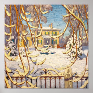 Póster Red Sleigh House, Invierno Lawren Harris