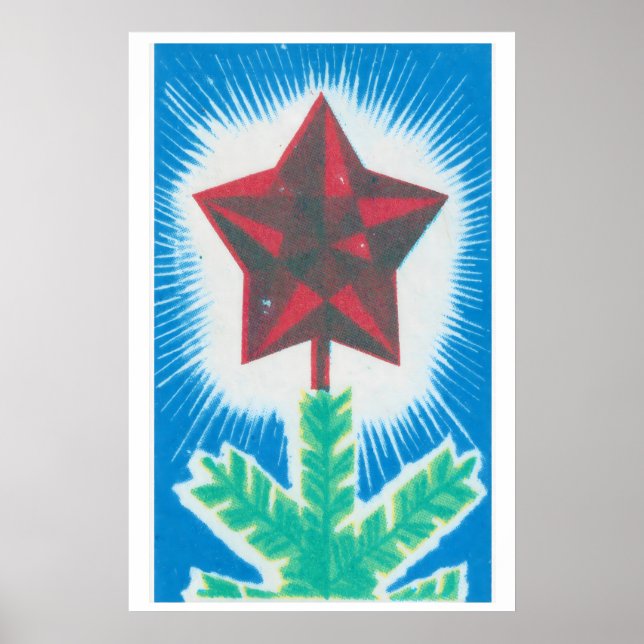 Póster Red Star Christmas Tree Matchbox Art Print (Frente)