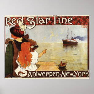 Póster Red Star Line Cruises to New York Promo Poster