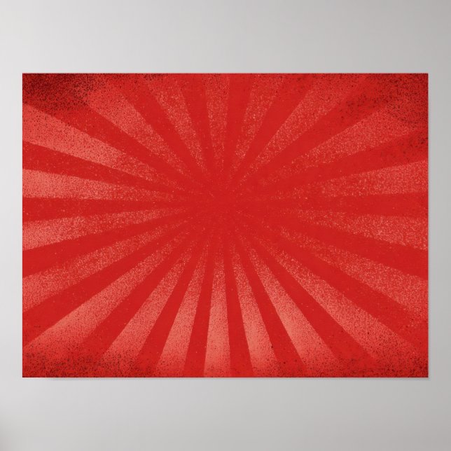 Póster Red Sunburst Background – Vintage Retro Texture (Frente)