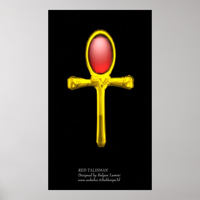 Póster RED TALISMAN Gold Ankh Vida Eterna Egipcia (Frente)