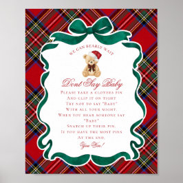 Póster Red Tartan Plaid Christmas Bear Dont Say Baby Game