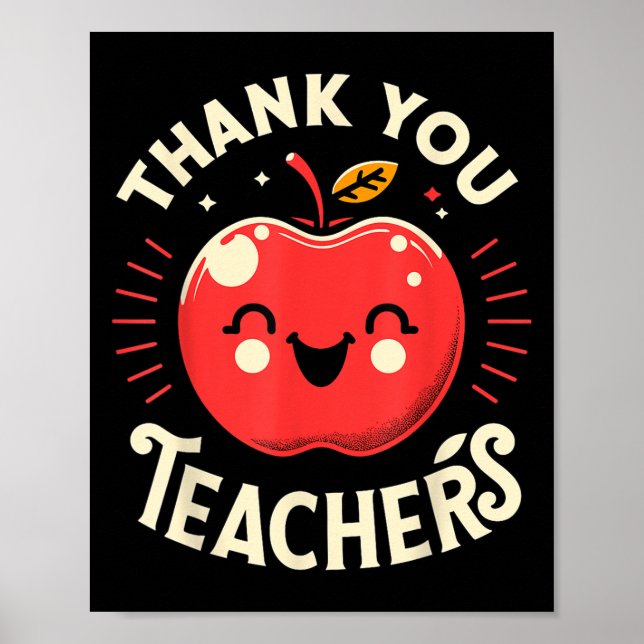 Póster Red Thank You Teachers Motivational Appreciation F (Frente)