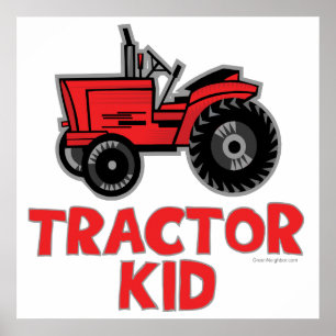 Póster Red Tractor Kid