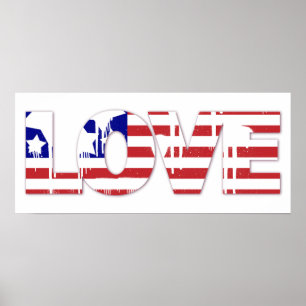 Póster Red, White and Blue Love