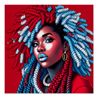 Póster Red white & blue melanin sista black girl magic