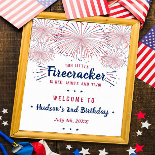 Póster Red, White & Two! 4th Of July 2nd Birthday Welcome
