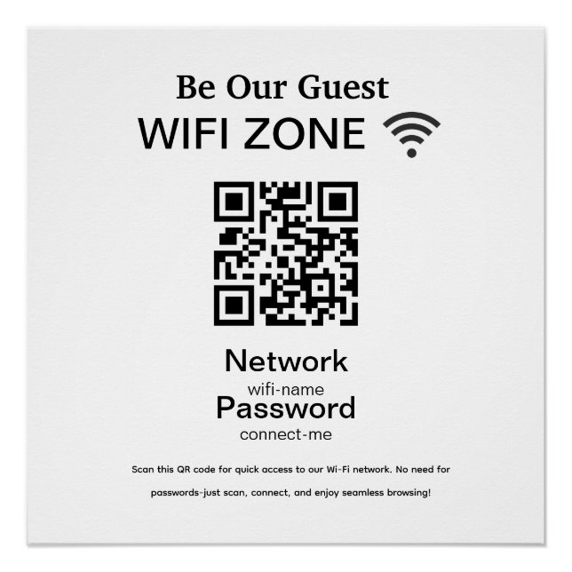 Póster Red Wi-Fi | QR Code Internet Scan to Connect (Anverso)
