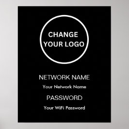 Póster Red WiFi de marca personalizado y contraseña negra