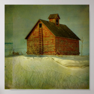 Póster Red Winter Barn